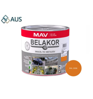 Эмаль По Металлу Атмосферостойкая Быстросохнущая оранжевая Матовая (MAV BELAKOR-12), 2кг
